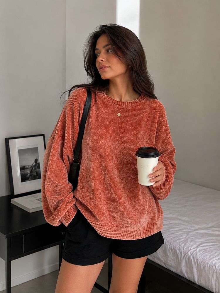Coral Chenille Sweater
