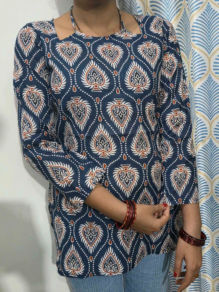 Stylish Blue Printed Kurti