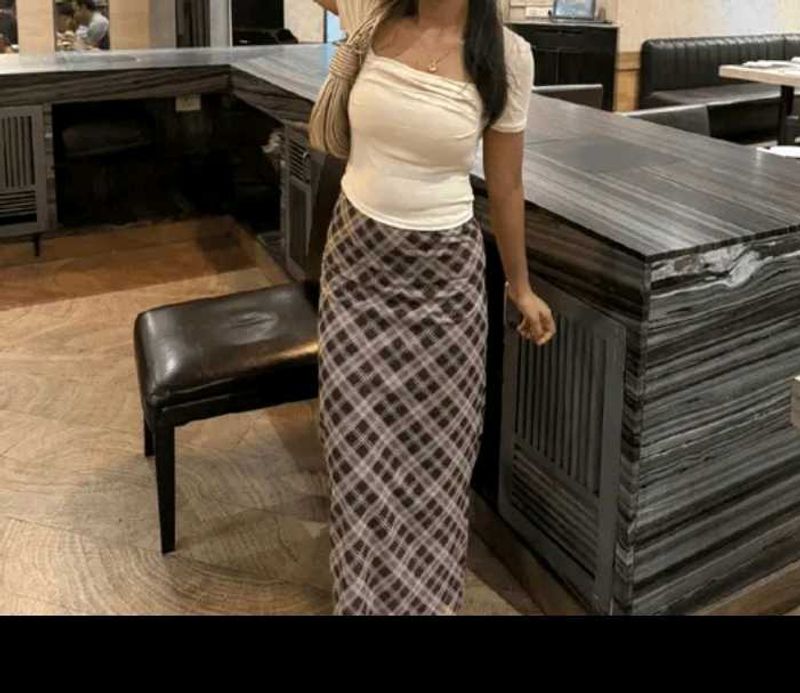 Stylish Plaid Maxi Skirt