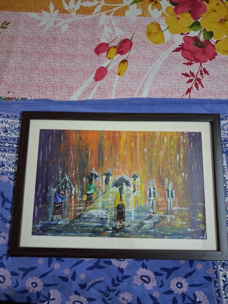 Original Hand Painted Artwork of Rainy Day scene