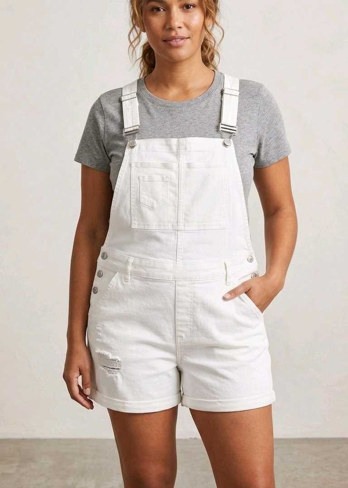 Jealous 21 White Dungarees Size Large