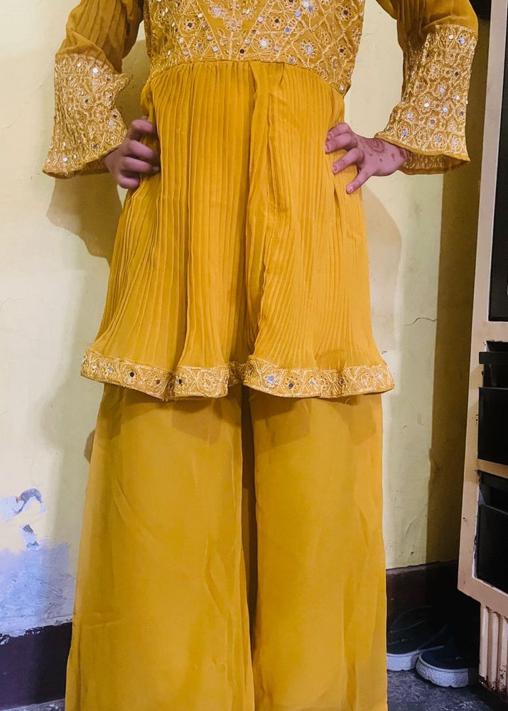 yellow haldi dress for girls