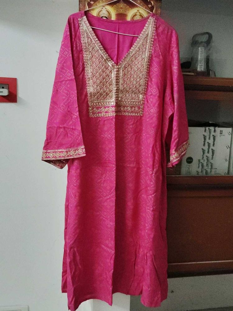 pink aline kurti