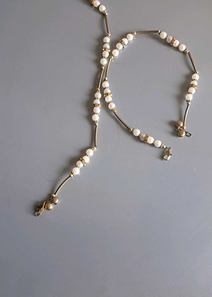 Handmade Pearl Anklets (Set Of 2)