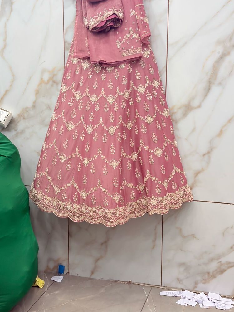 Elegant Pink Embroidered Lehenga Choli Set