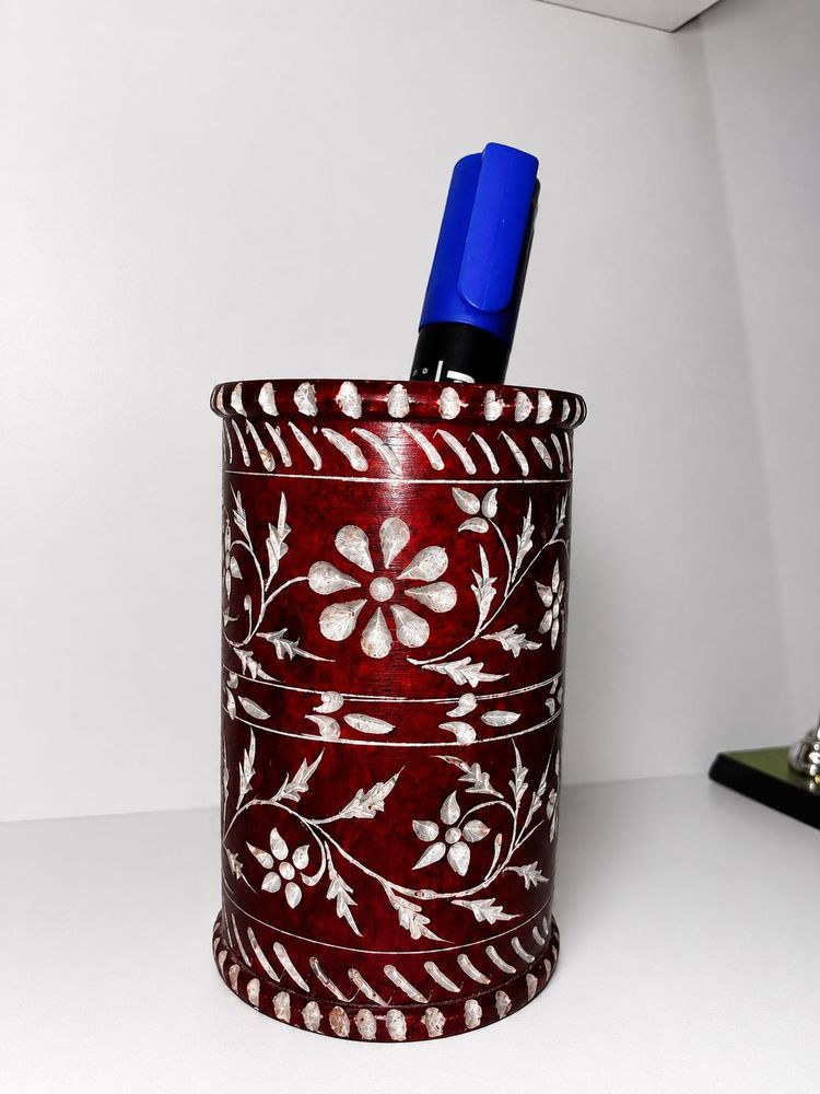 Handcrafted Stone Floral Pen Holder | Decorative D