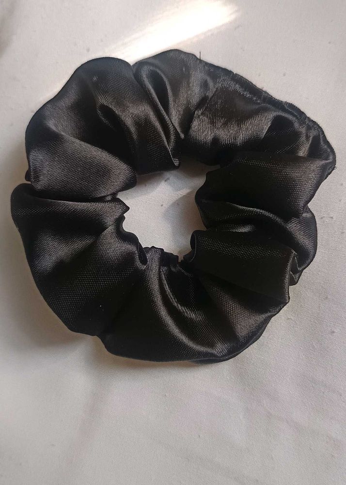Sleek Black Satin Scrunchie pack of 12