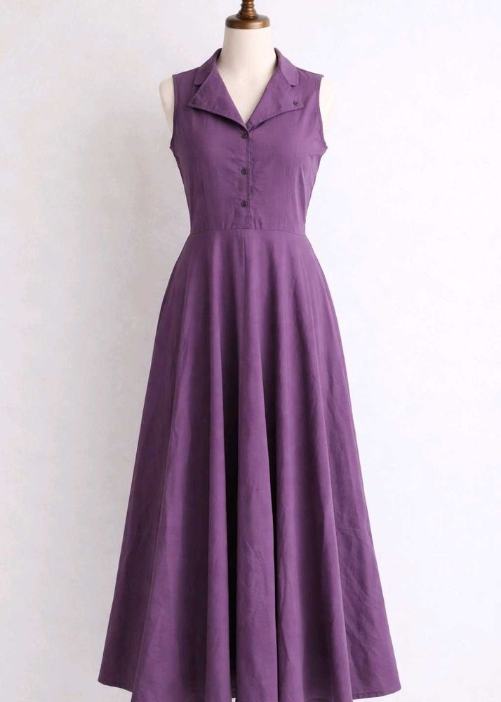 Women's Purple Collared Midi Dress