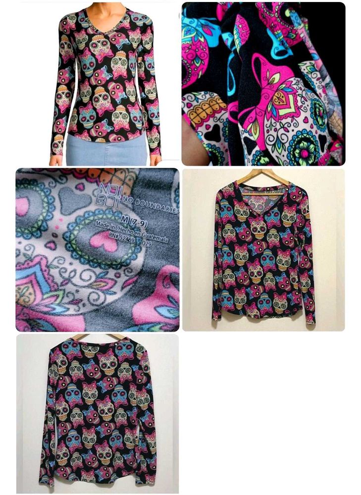 Sugar Skull Long Sleeve Top