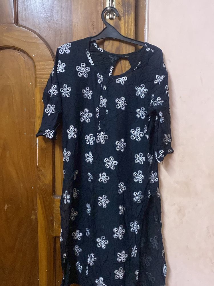Black And Silver Print Kurti