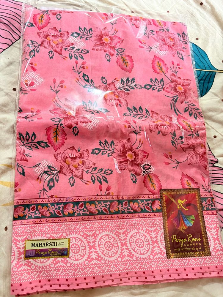 Vibrant Pink Floral Saree