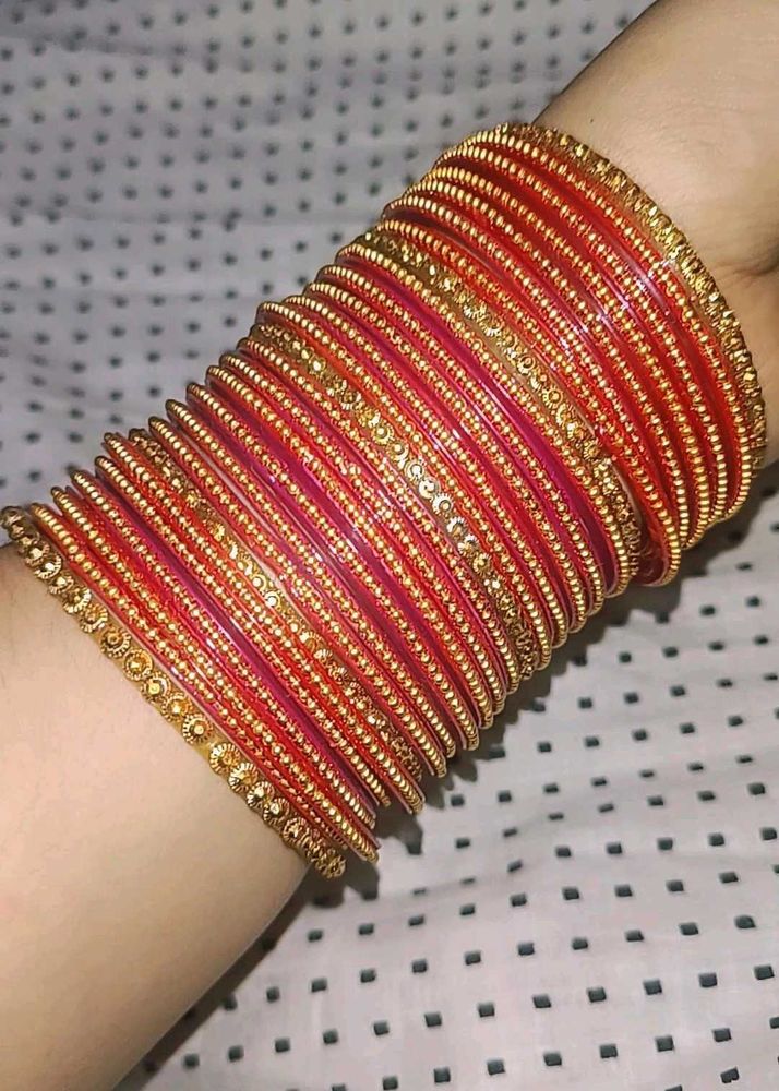 Pink &amp; Gold Bangle Set