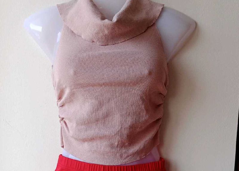 Chic Ruched Neck Halter Top