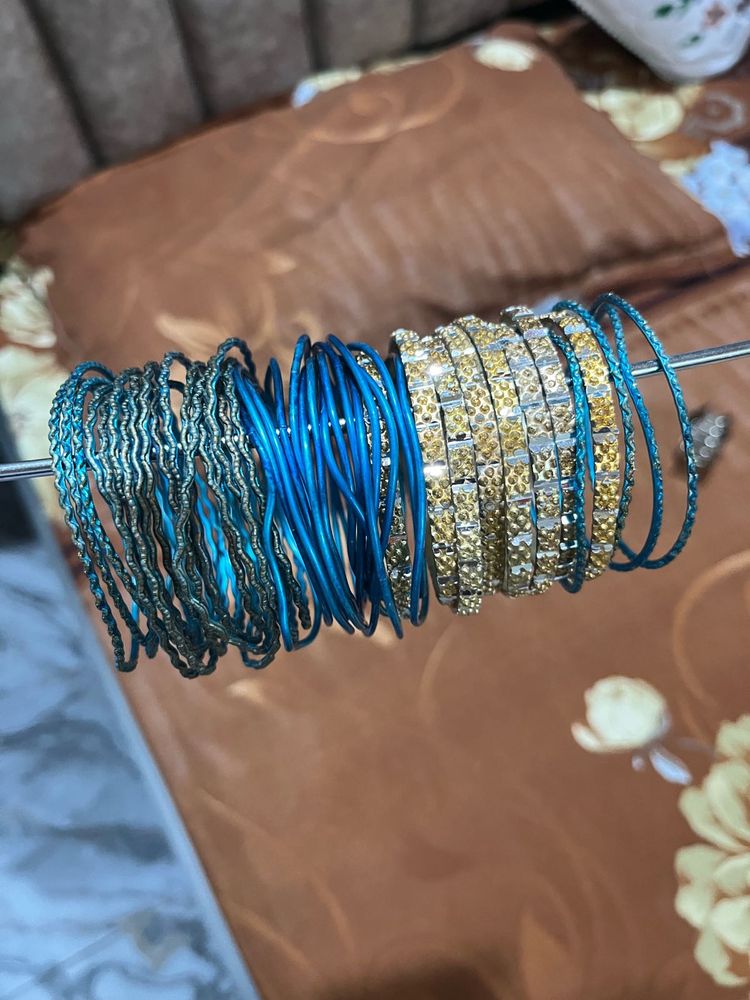 Set of Blue &amp; Gold Bangles