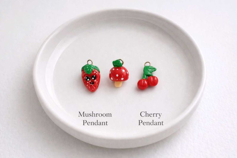 Cute strawberry, cherry &amp; Mushroom pandents