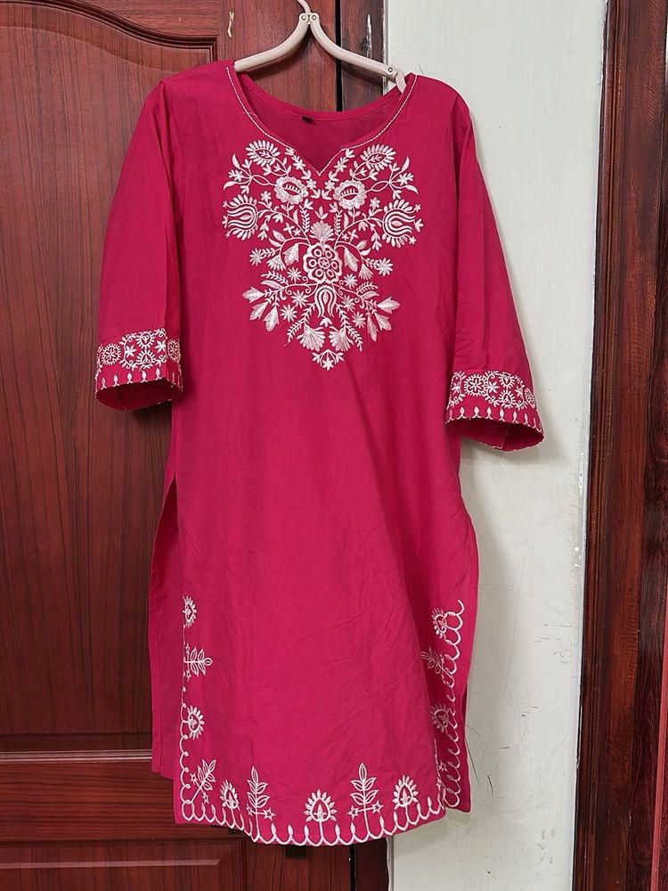 Jaipur Fabrics Embroidered Pink Kurta