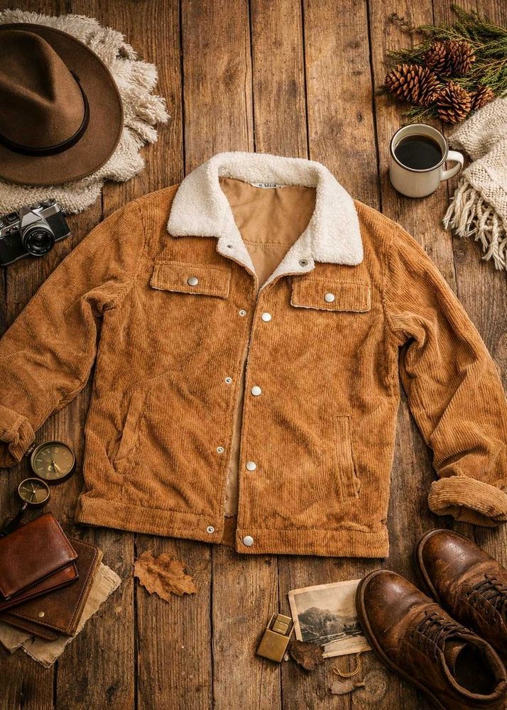 Corduroy Jacket with fluffy coller