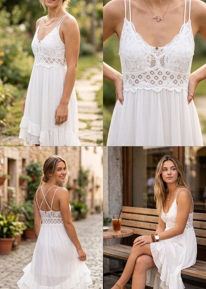 Sheer White Lace Slip Dress