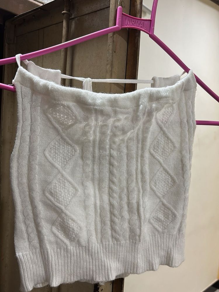 White Cable Knit Sweater Vest