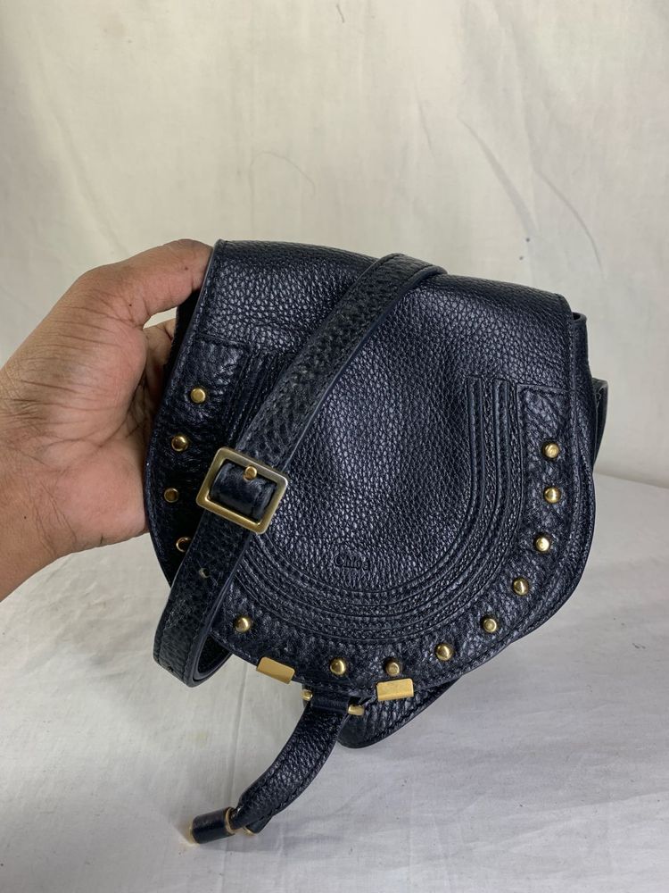 Authentic Chloe Small Marcie Studded Saddle Bag