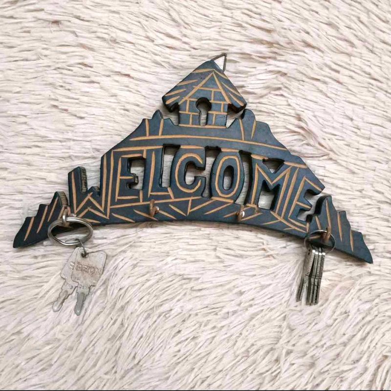 Key Holder Wooden Welcome Hanger