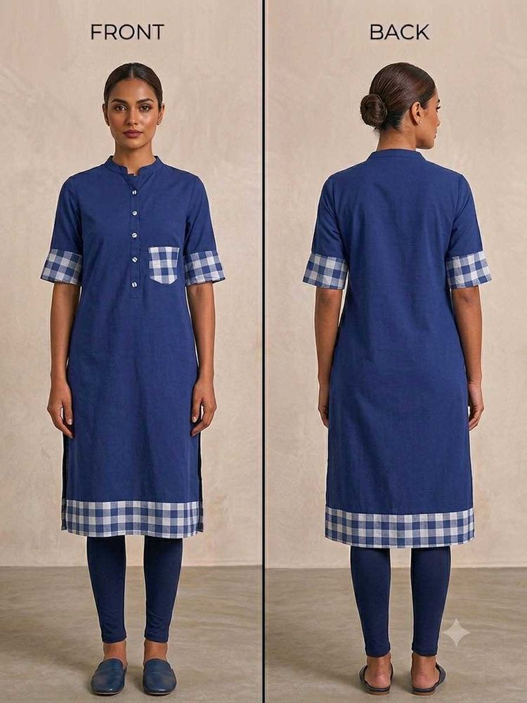 Blue Checkered Kurta