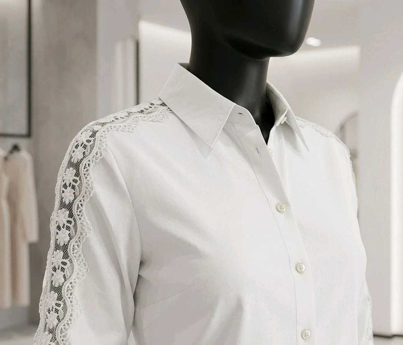 Collezione White Shirt with Elegant Shoulder Lace