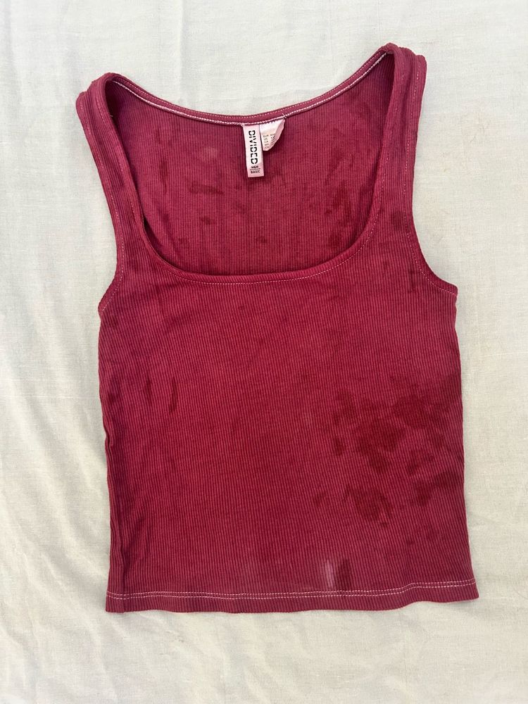 Burgundy Ribbed Tank Top