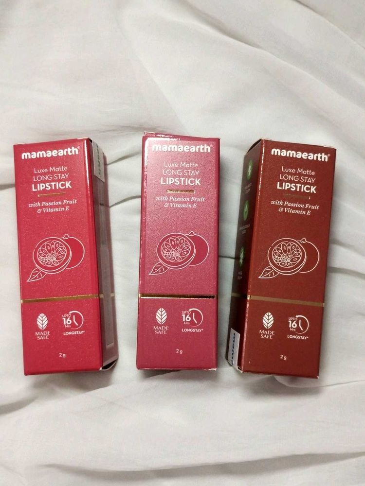 Mamaearth Luxe Matte Long Stay Lipsticks 1,3,7 sha