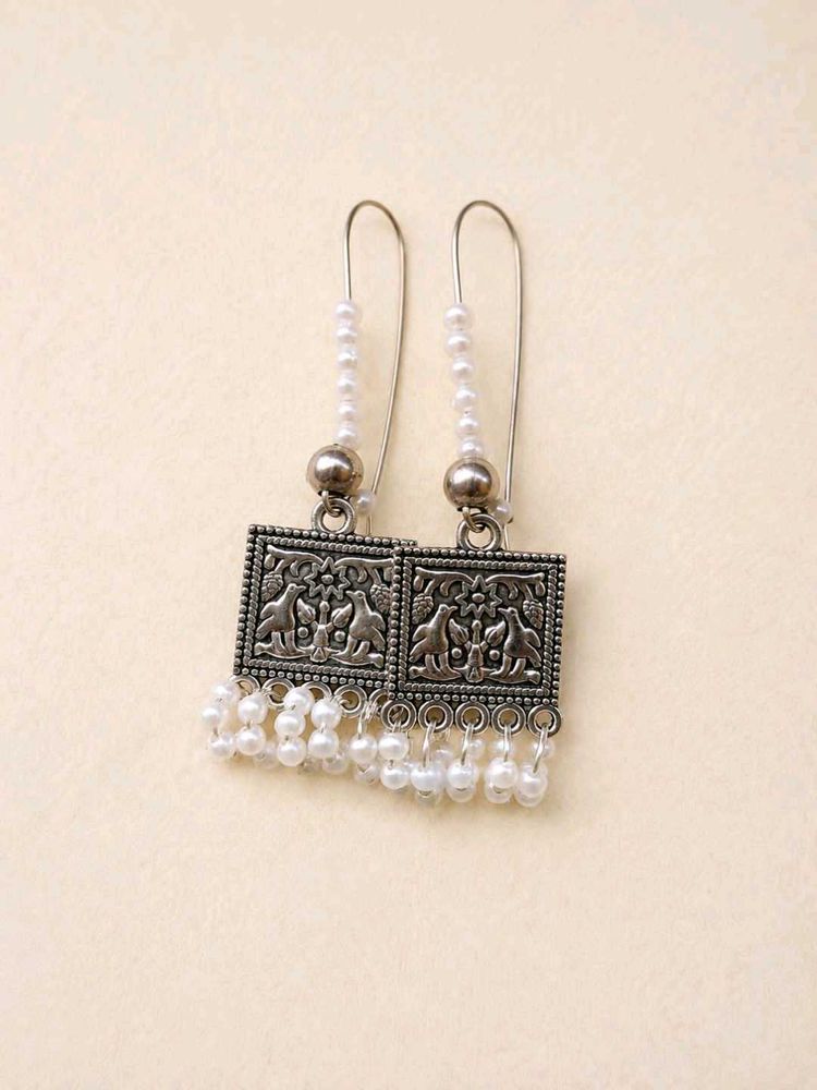 Oxidised Pearl Earrings