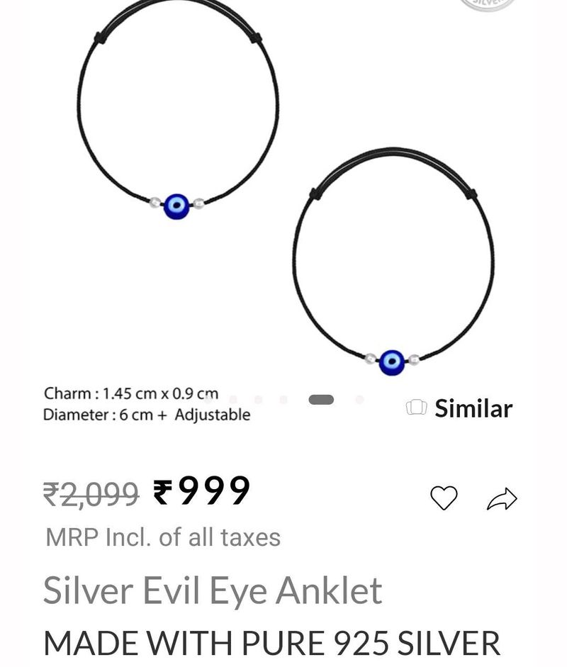 Silver Evil Eye Anklet