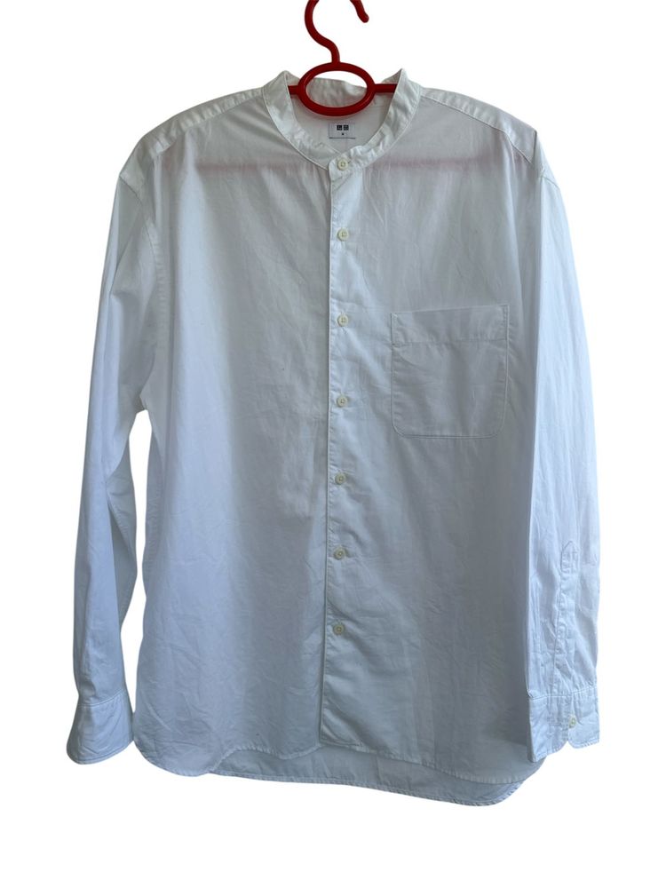Classic White Mandarin Collar Shirt