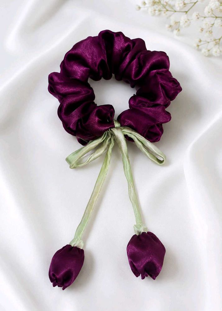 Elegant Purple Scrunchie with Tassels