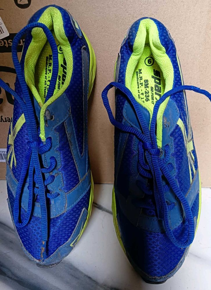 Sparx Blue &amp; Lime Green Sports Shoes