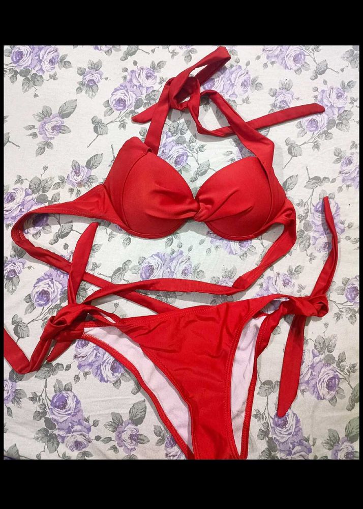 Red Halter Bikini Set
