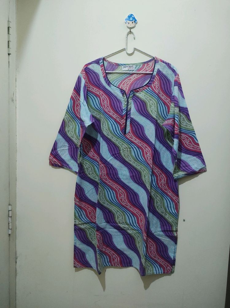 Jaipur Kurti Multicolored Diagonal Striped Kurta