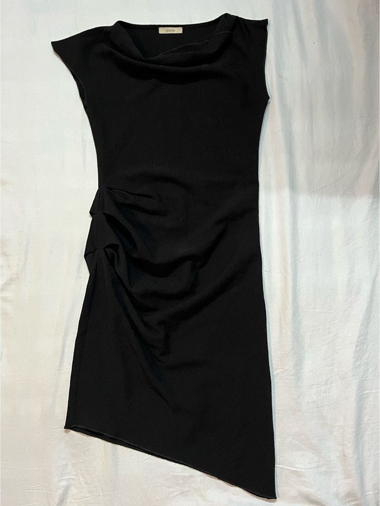 Chic Black Drape Dress