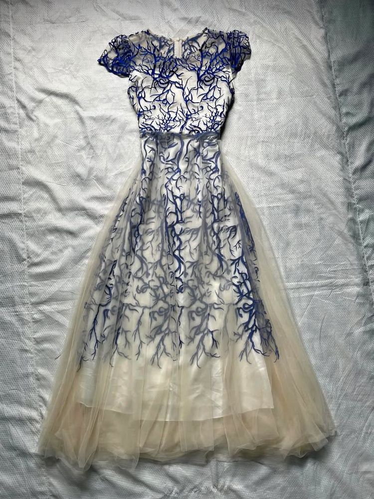 Elegant Blue &amp; White Dress