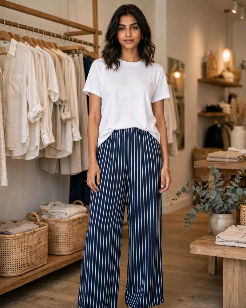 Striped Wide-Leg Pants