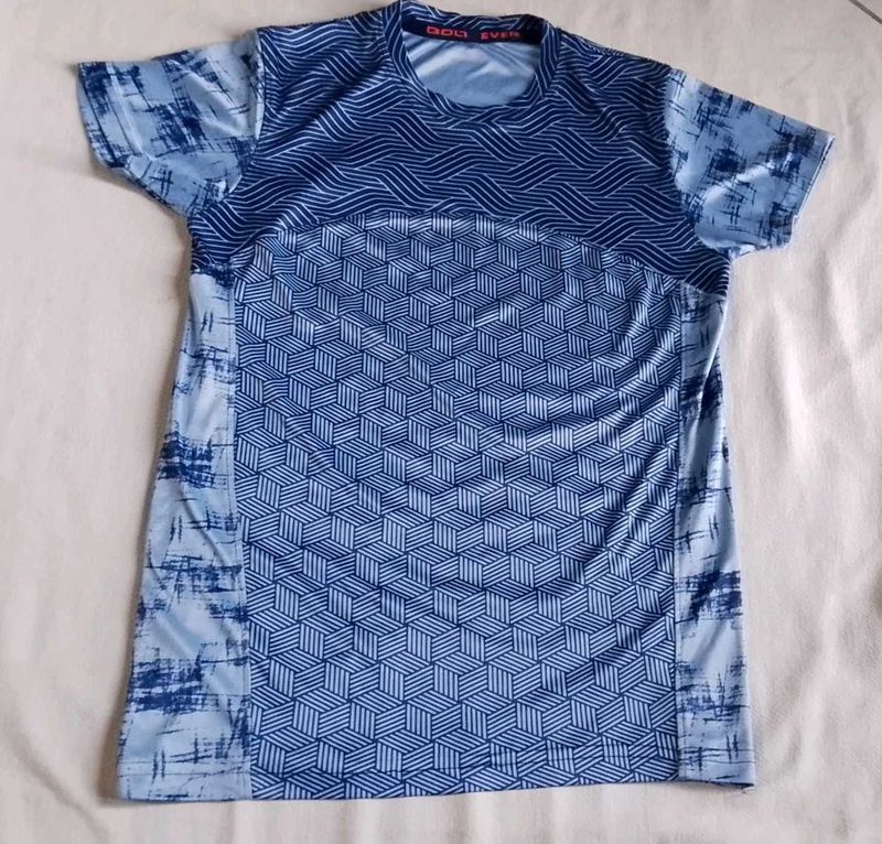 Blue Geometric Print T-Shirt