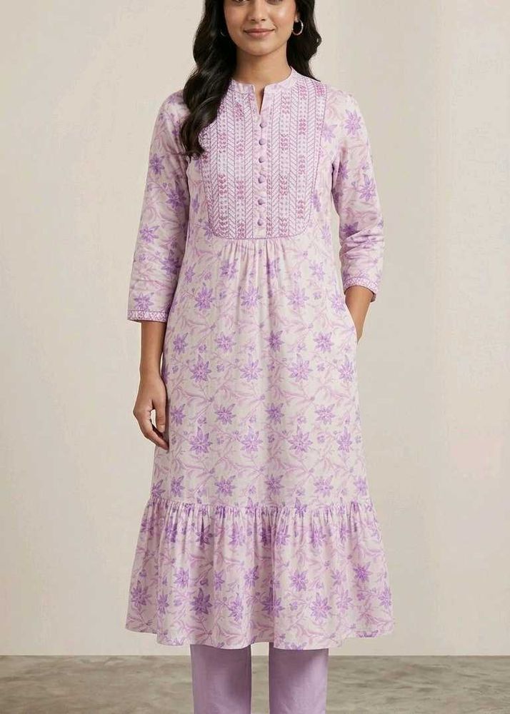 💜Lavender Floral Kurta