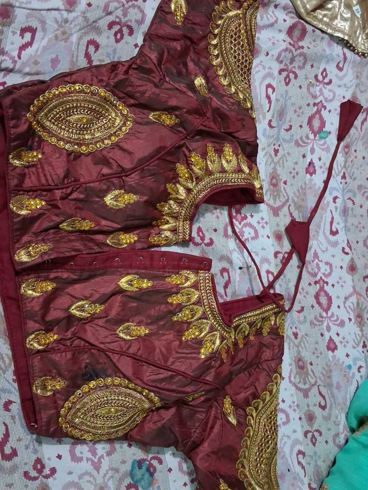 Maroon Embroidered Silk Blouse