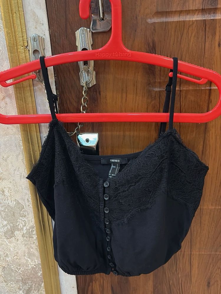 Black Lace Trim Cami Top
