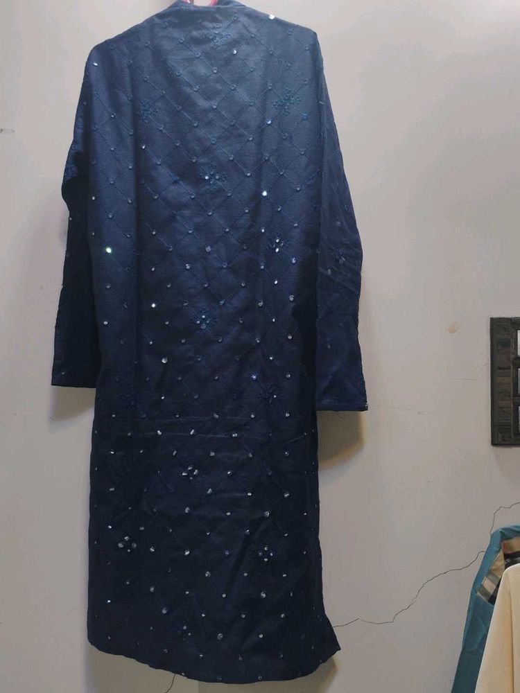 Embellished Navy Blue Kurta