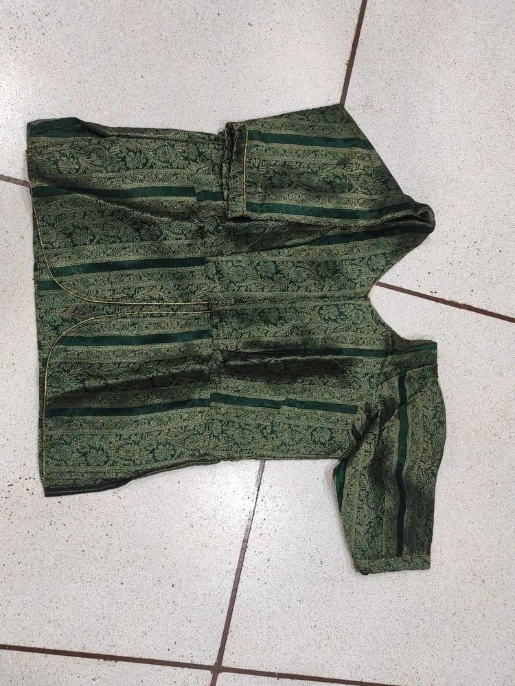 Green Blouse with box pleate skirt