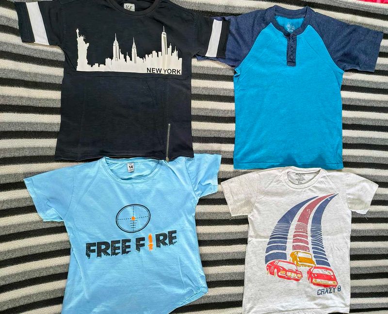 Set of 4 Graphic T-Shirts for 8 to 10 years old