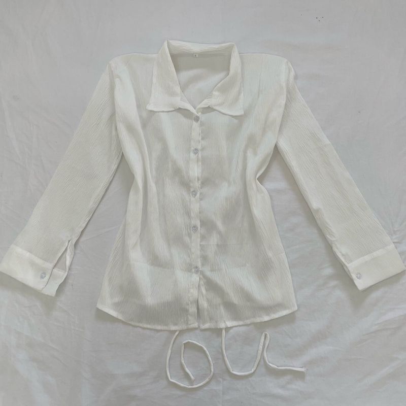 White Corset Button-Up Shirt