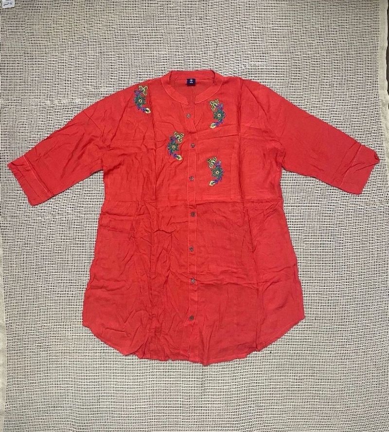 Light Red Embroidered Tunic