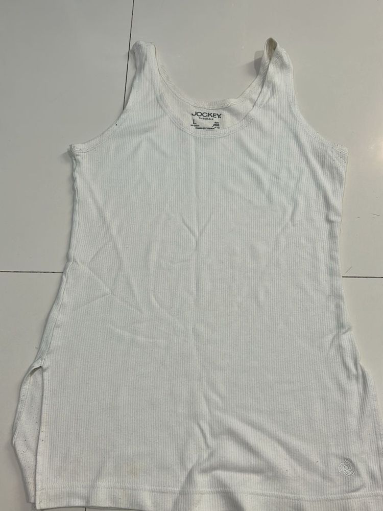 Jockey White Ribbed Tank Top
