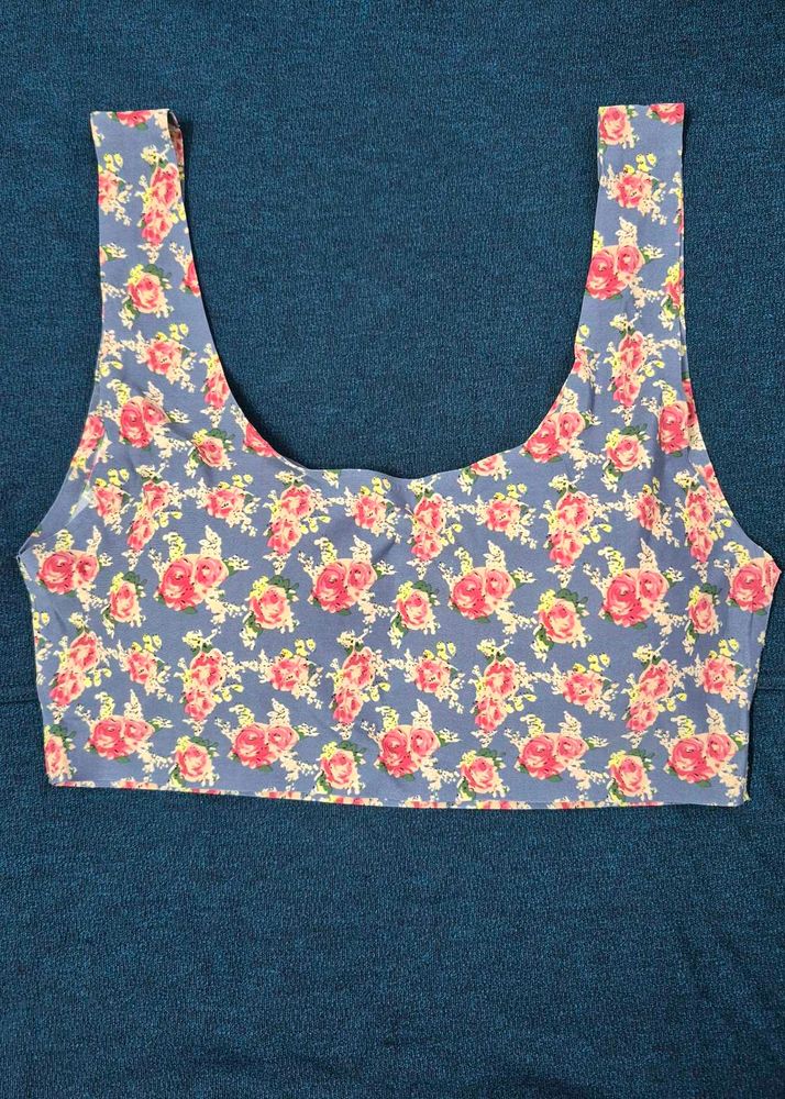 Seamless Floral Print Sports Bralet